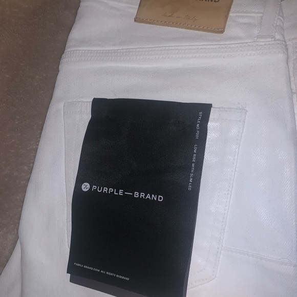 Limited Edition White Purple Brand Label Jeans - Picture 4 of 9